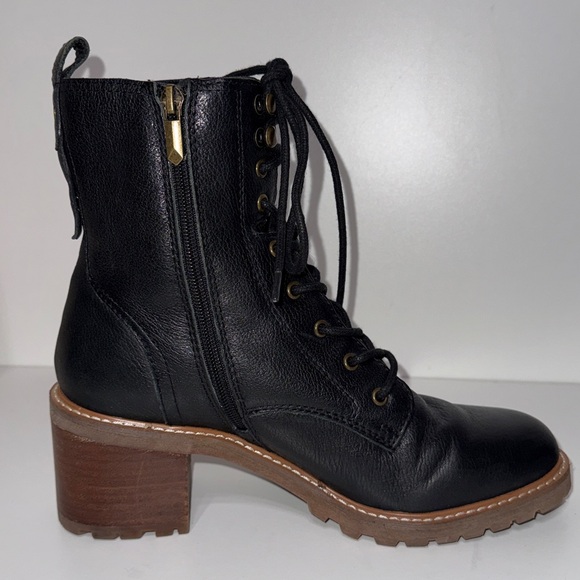 Crown Vintage Leather Yuliana Combat Boot in Black - Picture 9 of 15